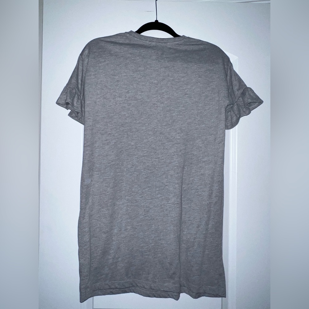 ASOS Rainbow T-Shirt Dress Tunic Ruffle Short Sleeve Grey Casual Dress - Picture 3 of 3